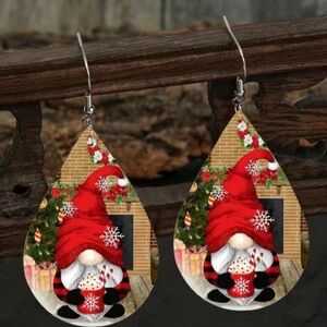 Holiday Red and White Teardrop Earrings